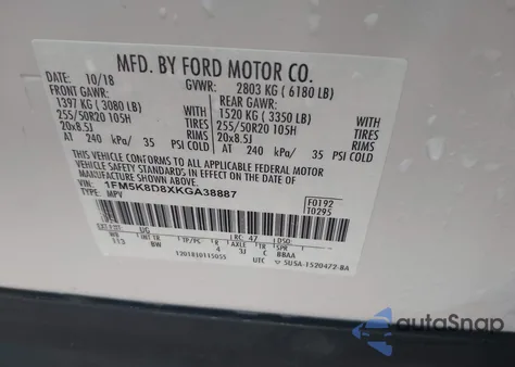 2019 Ford Explorer Xlt from USA, damaged, VIN 1FM5K8D8XKGA38887